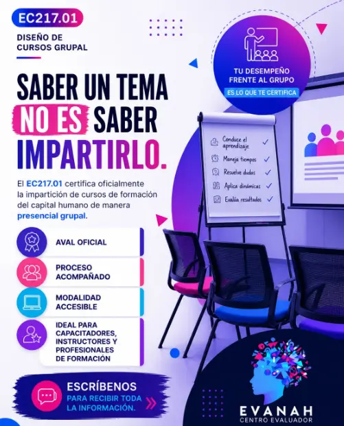 Pieza gráfica de EVANAH para EC0217.01, impartición de cursos presenciales grupales